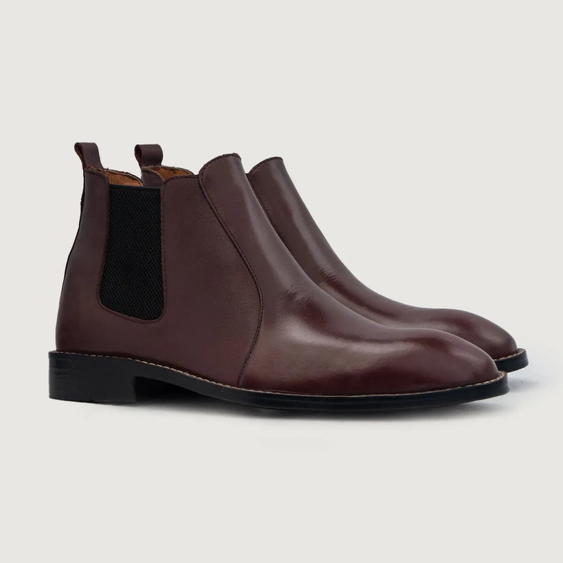 Clarkson Chelsea Maroon Leather Boots pánská