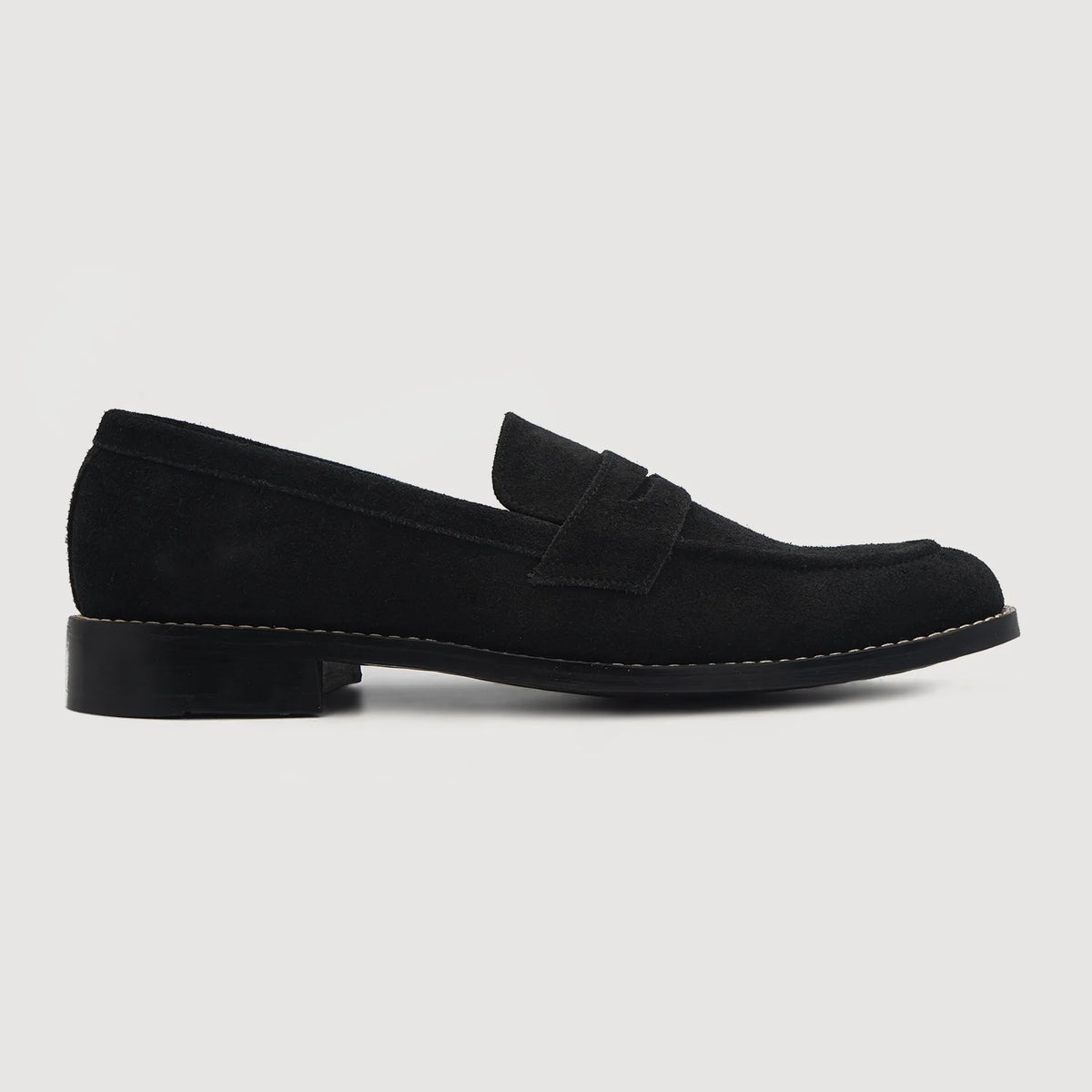 Black Goatskin Suede Leather Loafers - Rámová konstrukce Goodyear welt a špička obuvi
