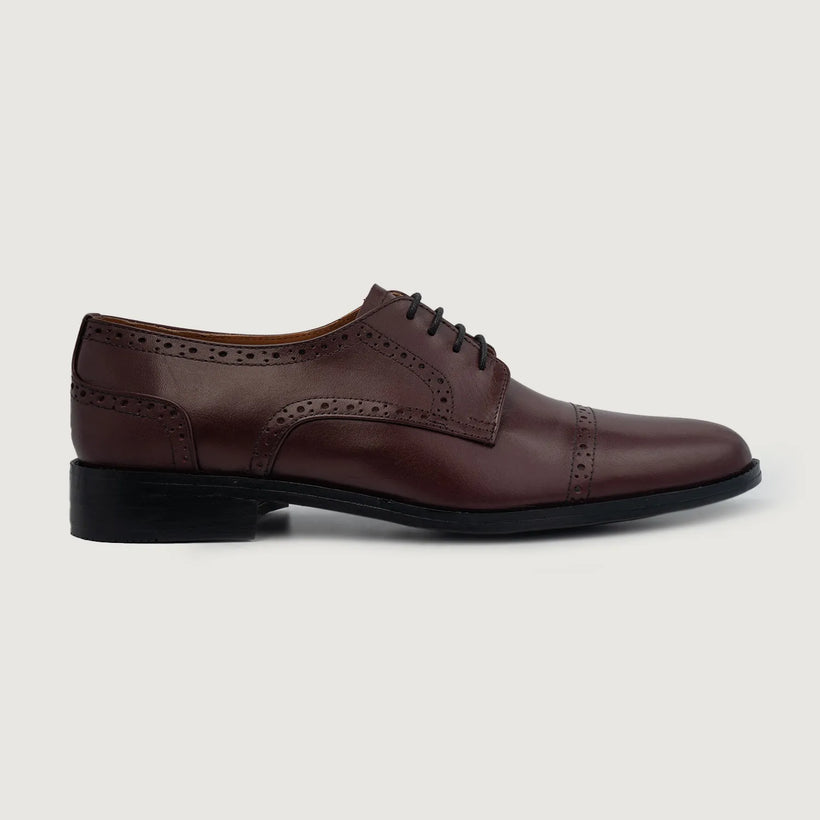 Dirk Brogues Derby Maroon Leather Shoes pánská