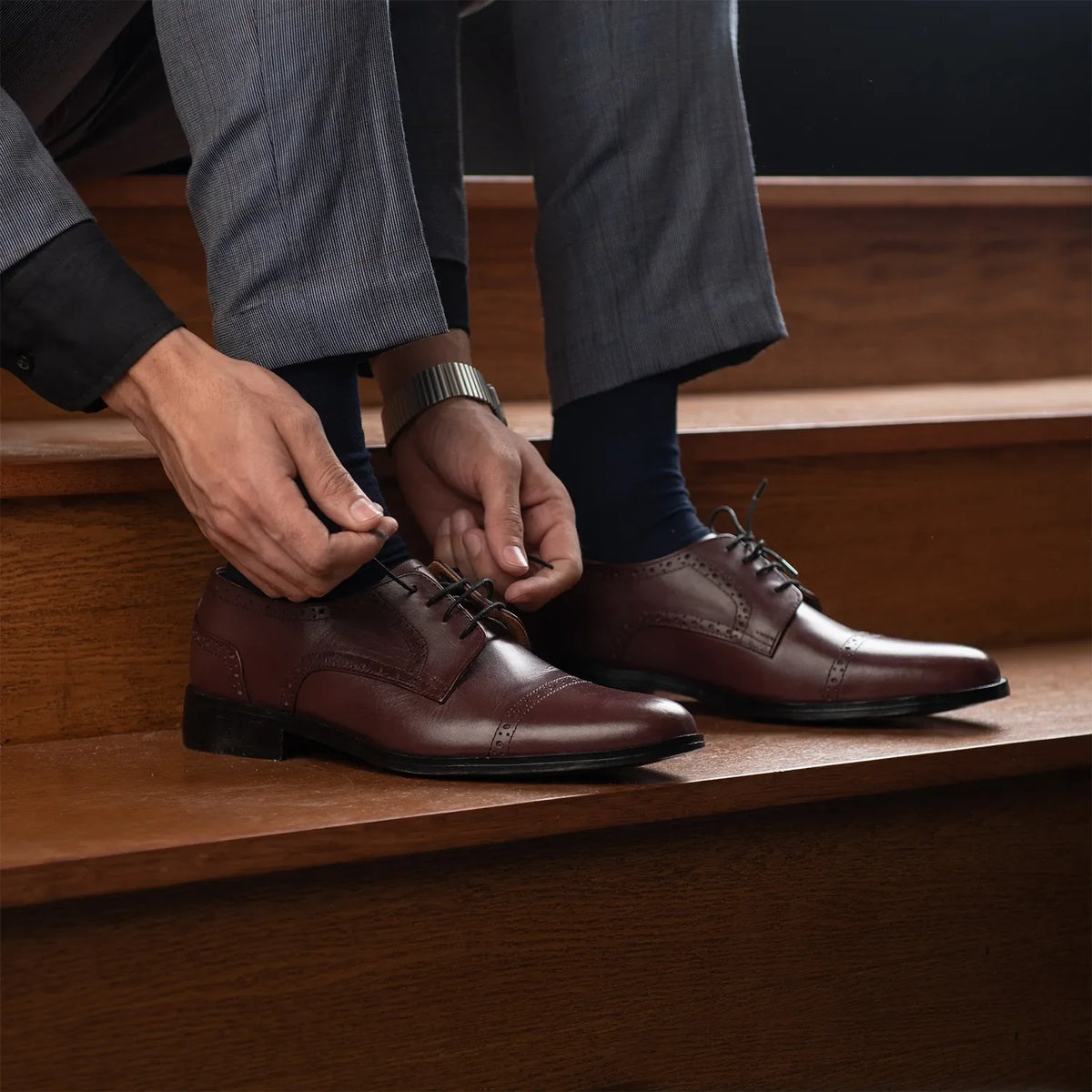 Orlaven Dirk Brogues Derby Vínová Kožená obuv pro Pány footwear image 9