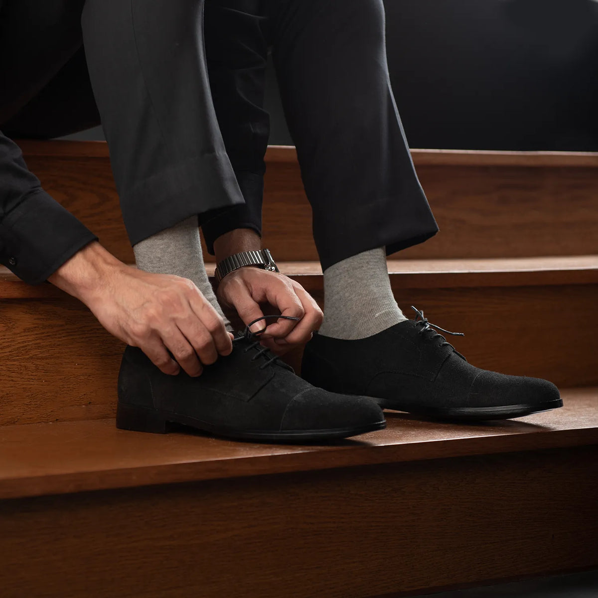 Orlaven Attorney Derby Černá Suede Kožená obuv pro Pány footwear image 10