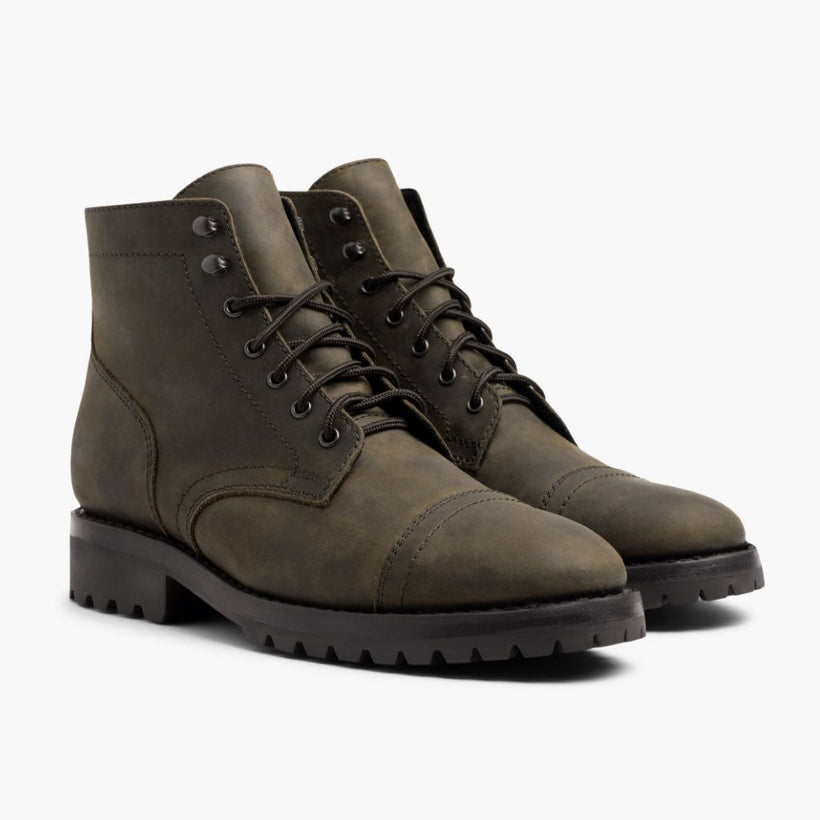 Captain StormKing® Dark Olive Matte Leather Boots pánská