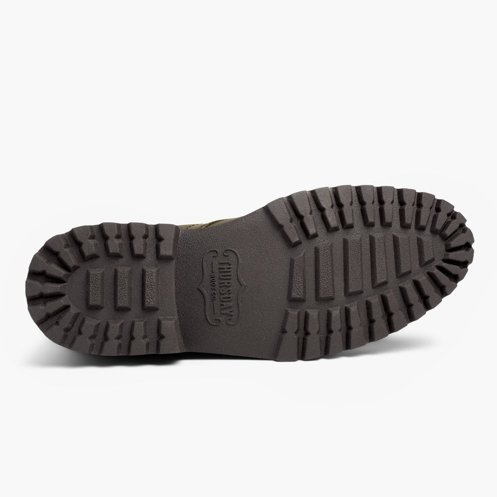 High-Traction Rubber Outsole & Lug Tread Pattern on Captain StormKing® Dark Olive Matte Kožené boty pro Pány