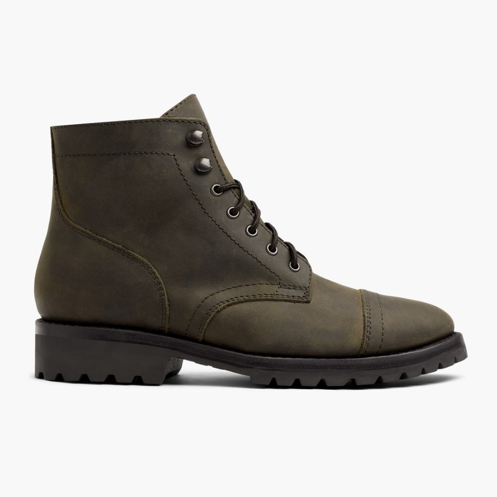 Olive Full-Grain leather Boots - Rámová konstrukce Goodyear welt a špička obuvi
