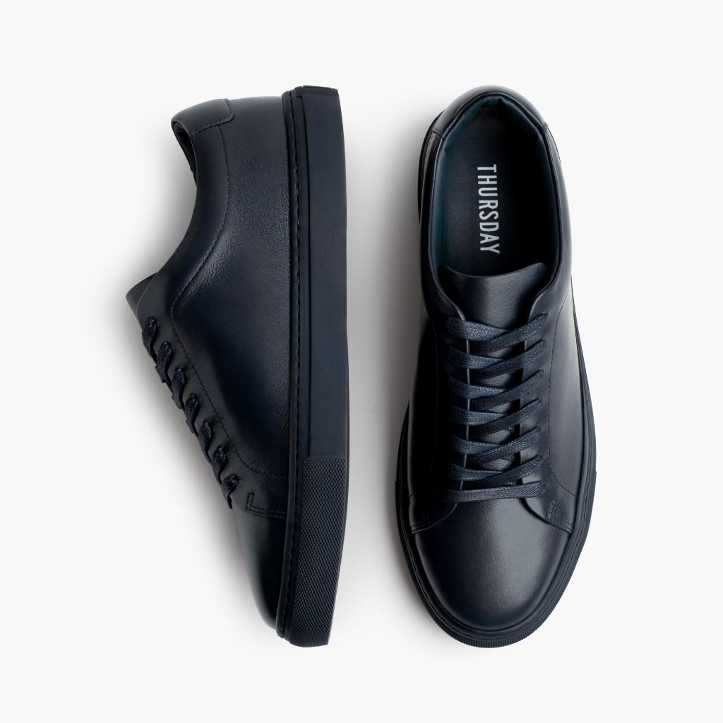Encore Navy Leather Sneakers - Zesílený opatek a precizní dvojité prošití