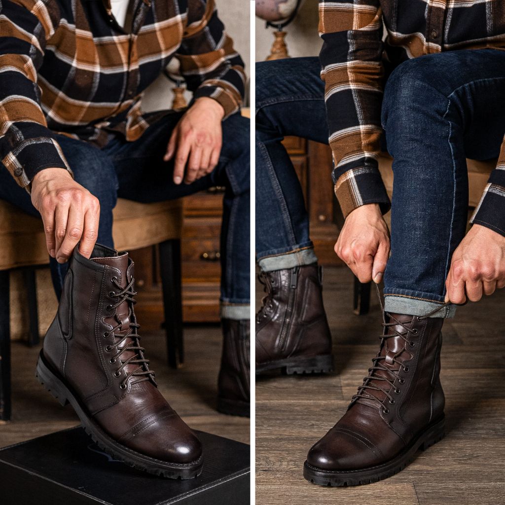 Tailored Rib Cuffs & Hem Craftsmanship Construction Detail on Casa Moto Old English Kožené boty pro Pány