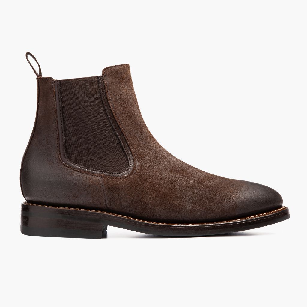 Chocolate Goatskin Suede Leather Boots - Rámová konstrukce Goodyear welt a špička obuvi