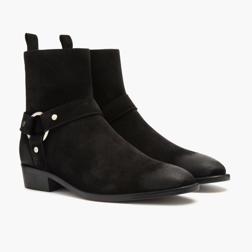 Harness Černá Suede Kožené boty pro Pány