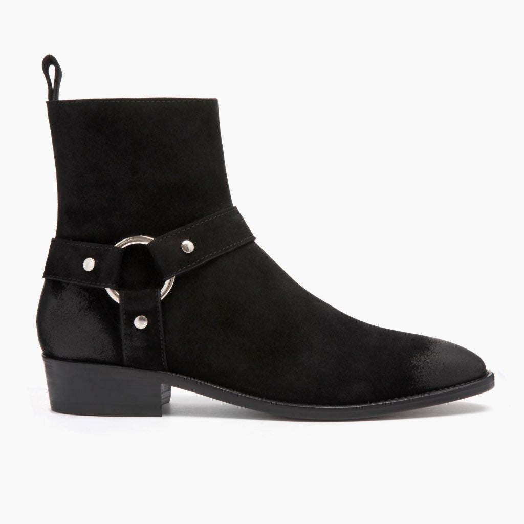 Black Goatskin Suede Leather Boots - Rámová konstrukce Goodyear welt a špička obuvi