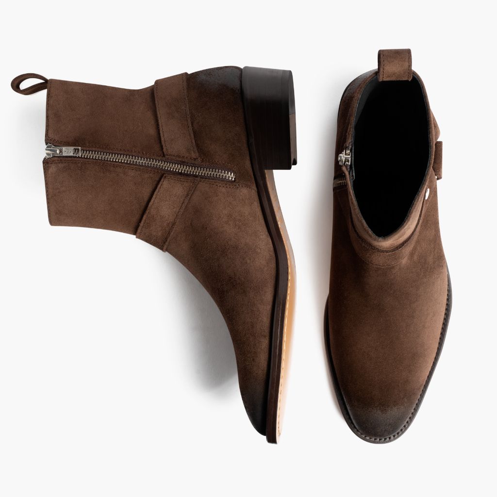 Harness Dark Hnědá Suede Kožené boty pro Pány - Zesílený opatek a precizní dvojité prošití