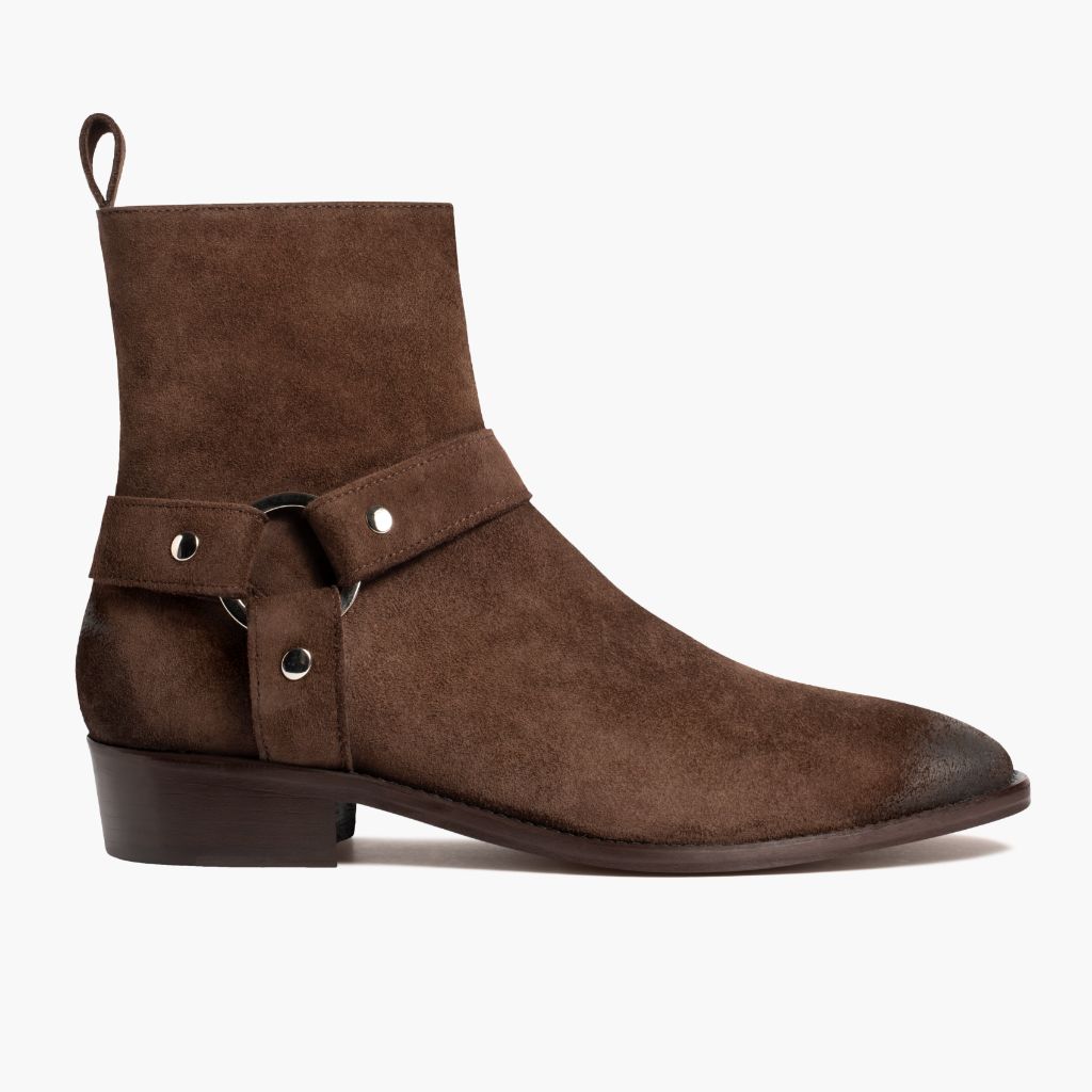 Dark Brown Goatskin Suede Leather Boots - Rámová konstrukce Goodyear welt a špička obuvi