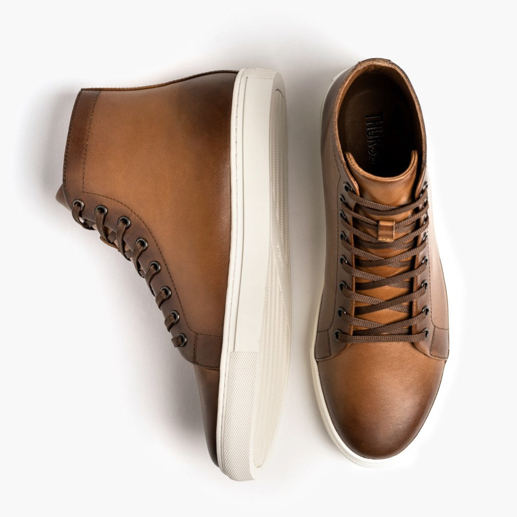 Premier High Top Toffee Kožené tenisky pro Pány For Men - Zesílený opatek a precizní dvojité prošití