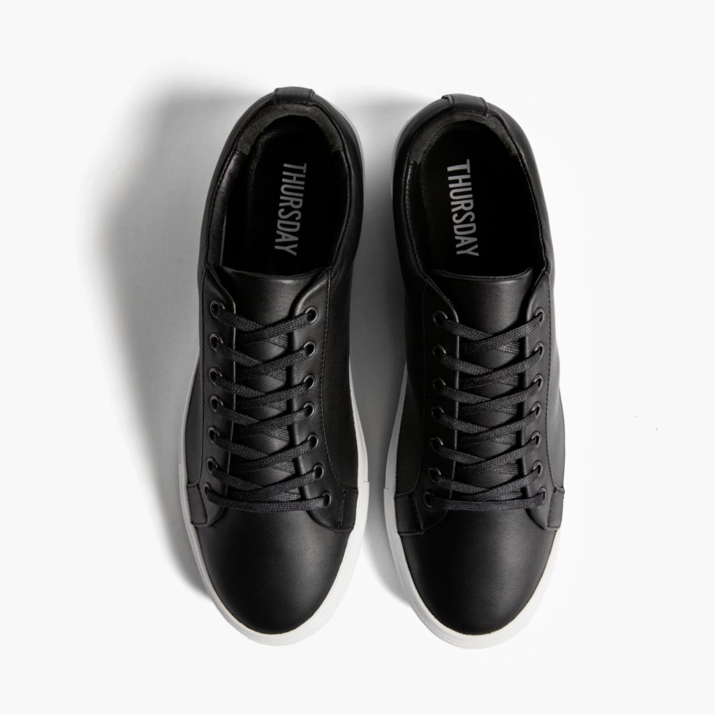 Premier Low Top Černá Kožené tenisky pro Pány For Men - Zesílený opatek a precizní dvojité prošití