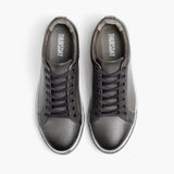 Premier Low Top Distressed Grey Leather Sneakers For Men - Reinforced Heel Counter & Precision Double-Row Stitching Detail