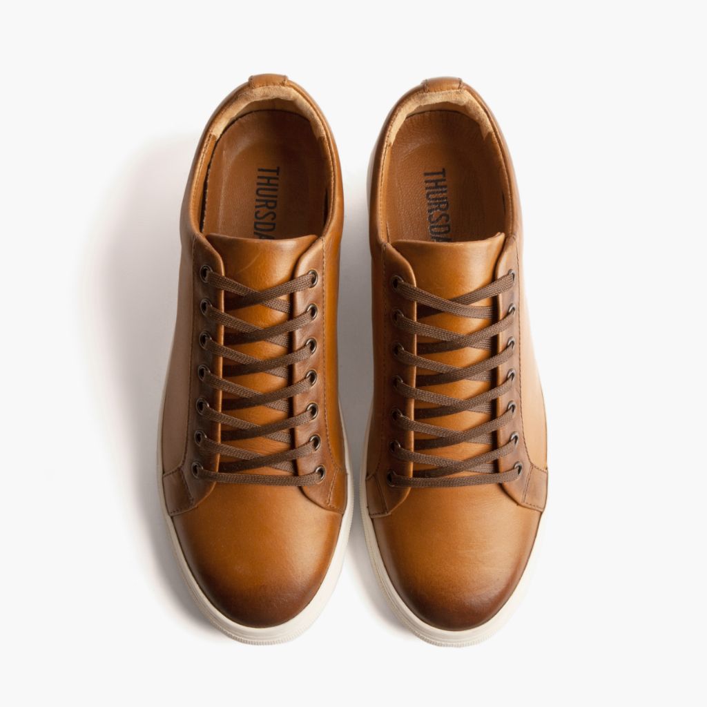 Premier Low Top Toffee Kožené tenisky pro Pány For Men - Zesílený opatek a precizní dvojité prošití