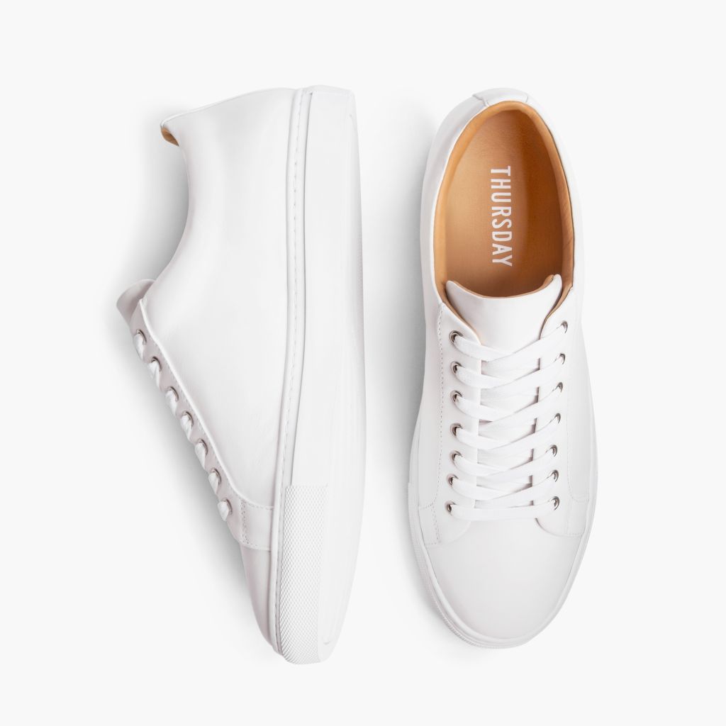 Premier Low Top White Kožené tenisky pro Pány For Men - Zesílený opatek a precizní dvojité prošití