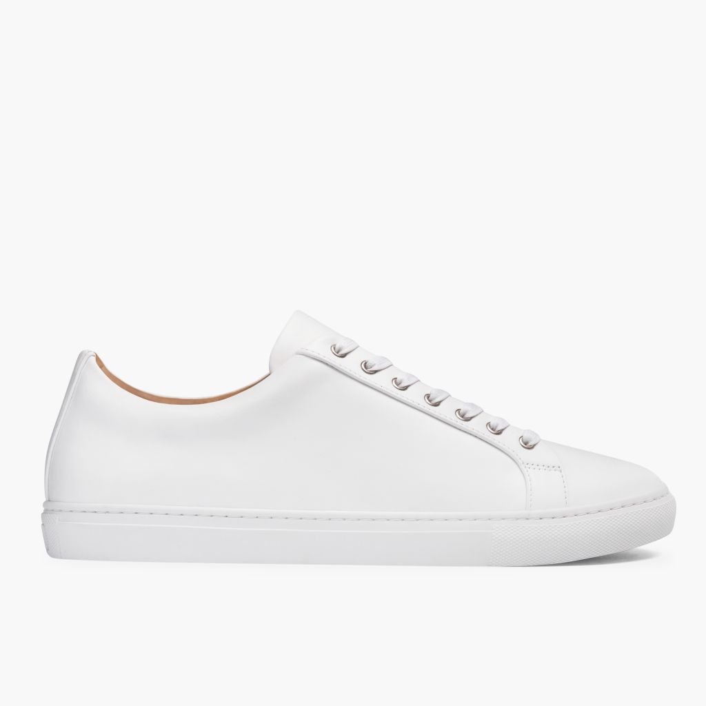 White Full-Grain leather Sneakers - Rámová konstrukce Goodyear welt a špička obuvi