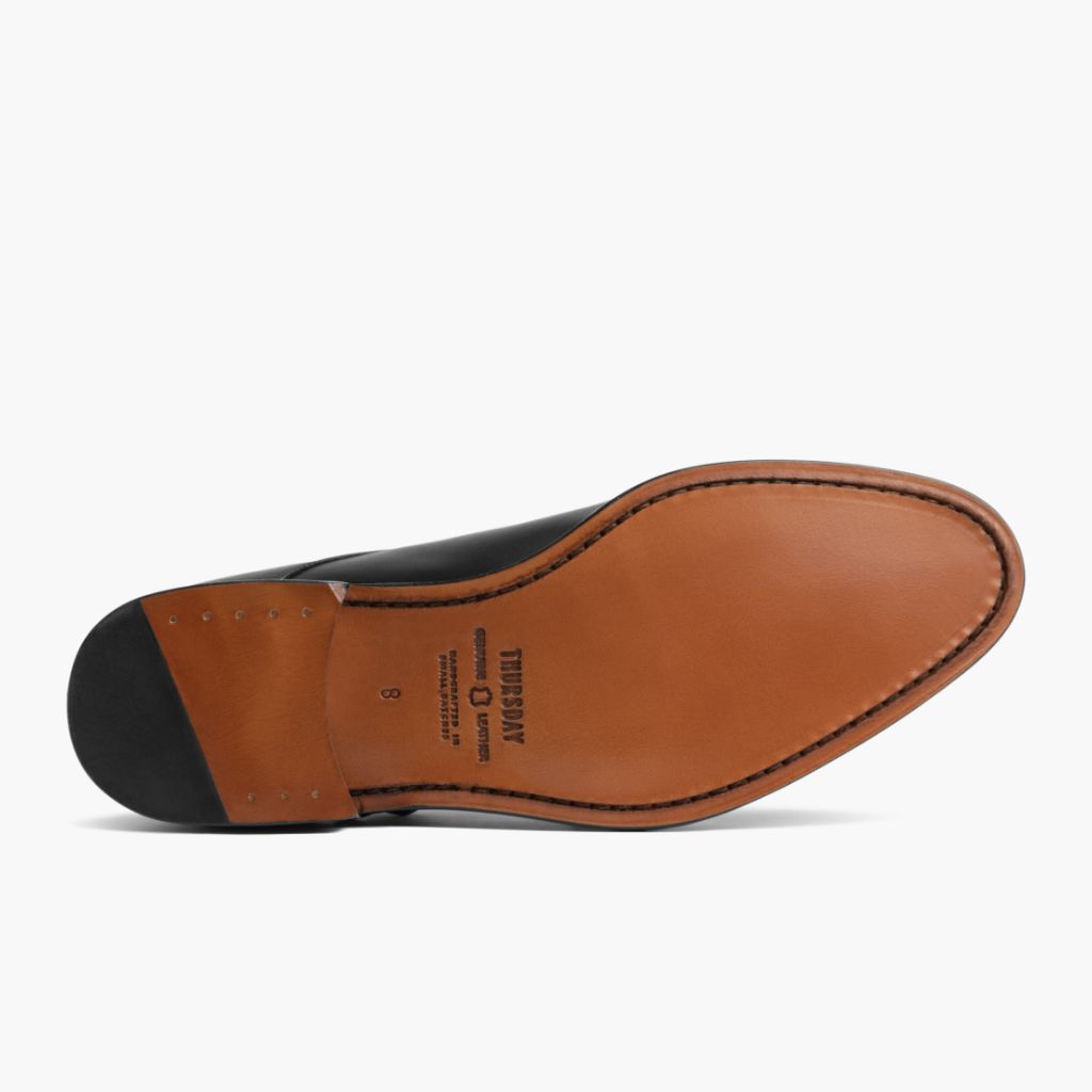 High-Traction Rubber Outsole & Lug Tread Pattern on Saint Černá Kožené mokasíny pro Pány For Men