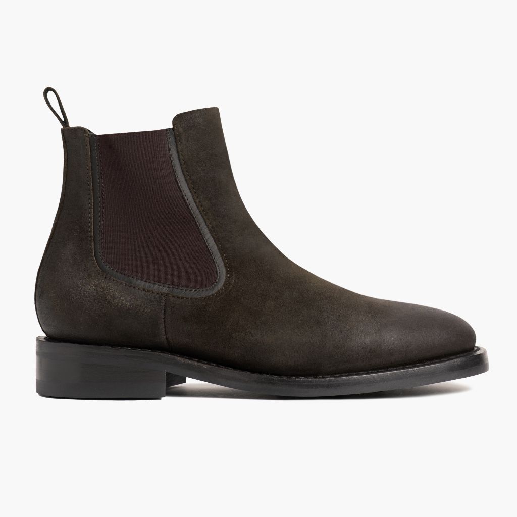 Olive Goatskin Suede Leather Boots - Rámová konstrukce Goodyear welt a špička obuvi