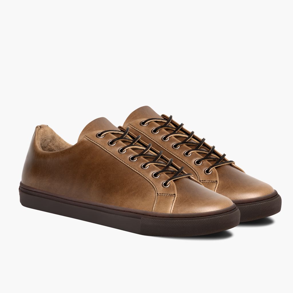 Premier Low Top Natural Kožené tenisky pro Pány For Men in Classic Full-Grain Leather - Boční pohled | Koupit online
