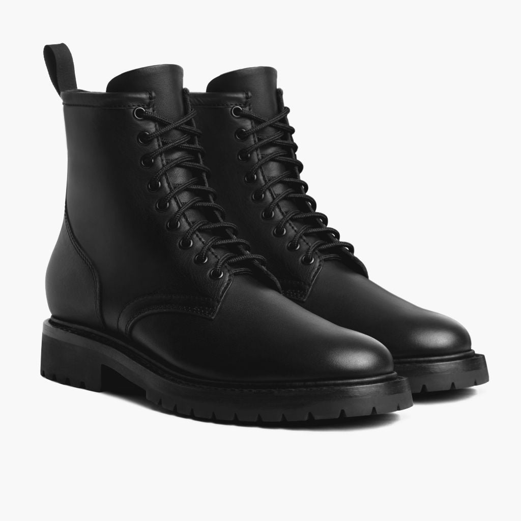 Stomper Černá (No Zipper) Kožené boty pro Pány For Men - Zesílený opatek a precizní dvojité prošití