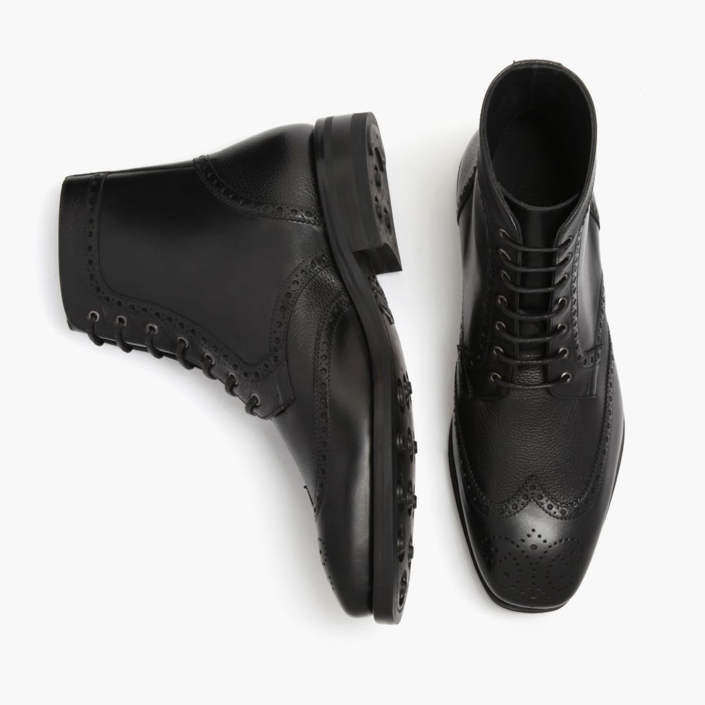Wingtip Černá Kožené boty pro Pány For Men - Zesílený opatek a precizní dvojité prošití