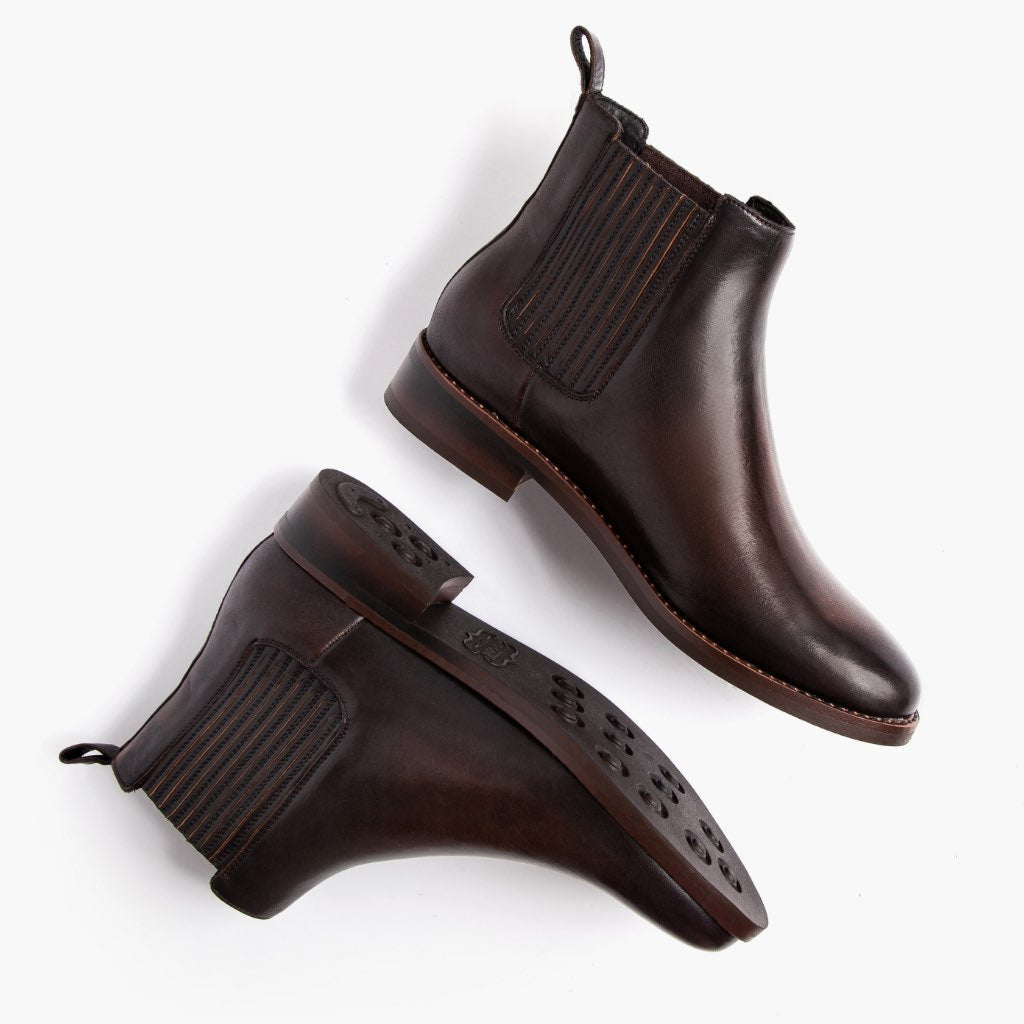 High-Traction Rubber Outsole & Lug Tread Pattern on Dreamer Černá Coffee Kožené boty pro Dámy