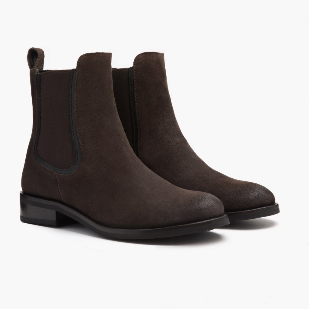 Dark Brown Goatskin Suede Leather Boots - Rámová konstrukce Goodyear welt a špička obuvi