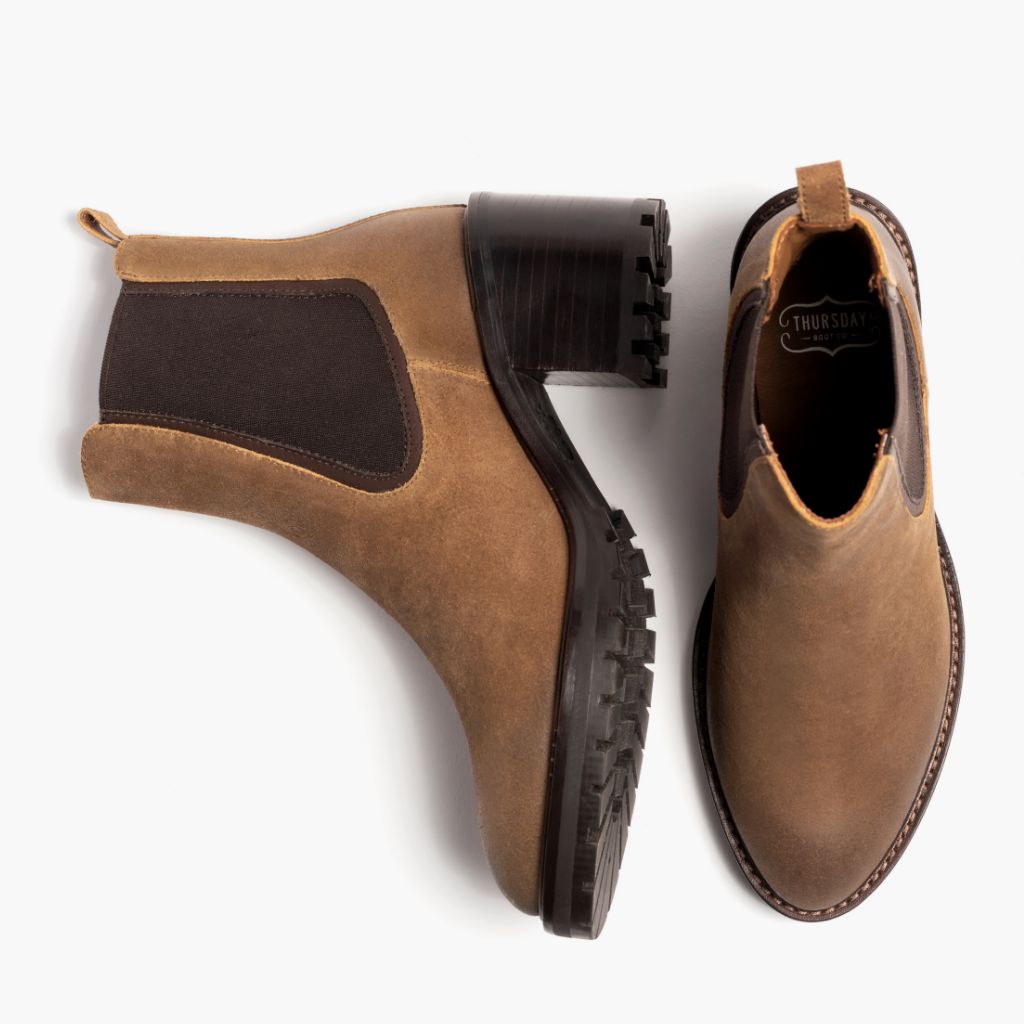 High-Traction Rubber Outsole & Lug Tread Pattern on Knockout Safari Kožené boty pro Dámy