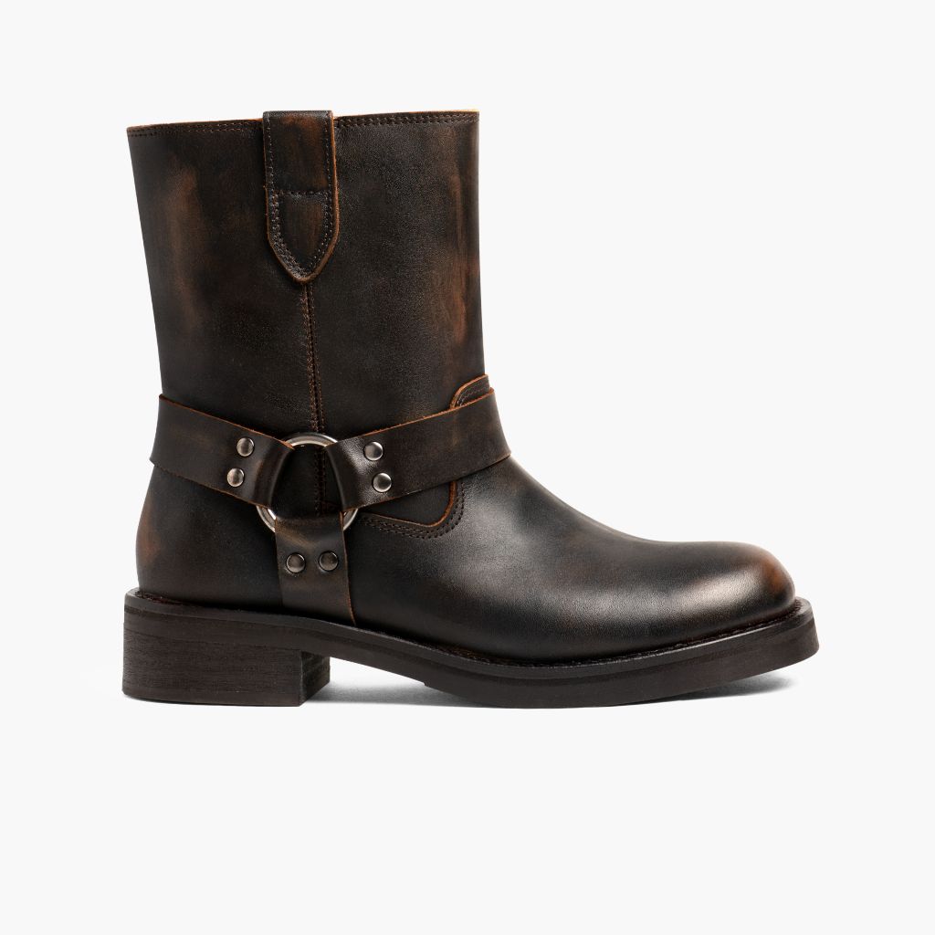 Outlaw Vintage Hnědá Kožené boty pro Dámy in Vintage Brown Full-Grain Leather - Boční pohled | Koupit online