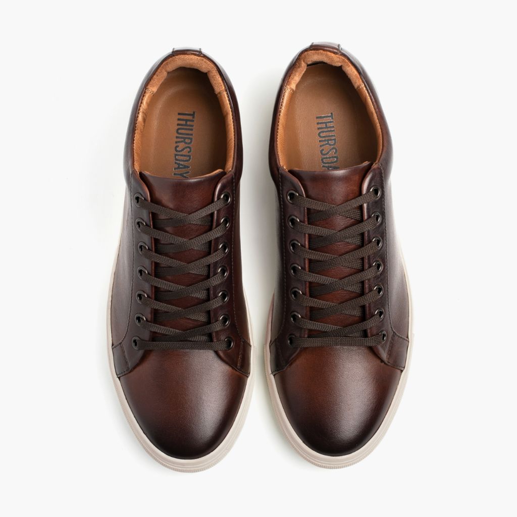 Premier Low Top Coffee Kožené tenisky pro Pány For Men - Zesílený opatek a precizní dvojité prošití