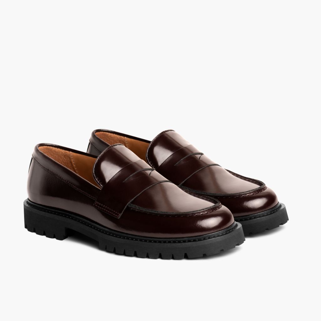 Penny Burgundská Kožené boty pro Dámy in Burgundy Full-Grain Leather - Boční pohled | Koupit online