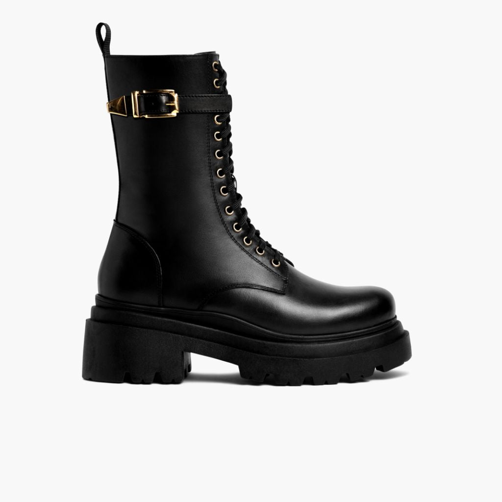 Black Full-Grain leather Boots - Rámová konstrukce Goodyear welt a špička obuvi