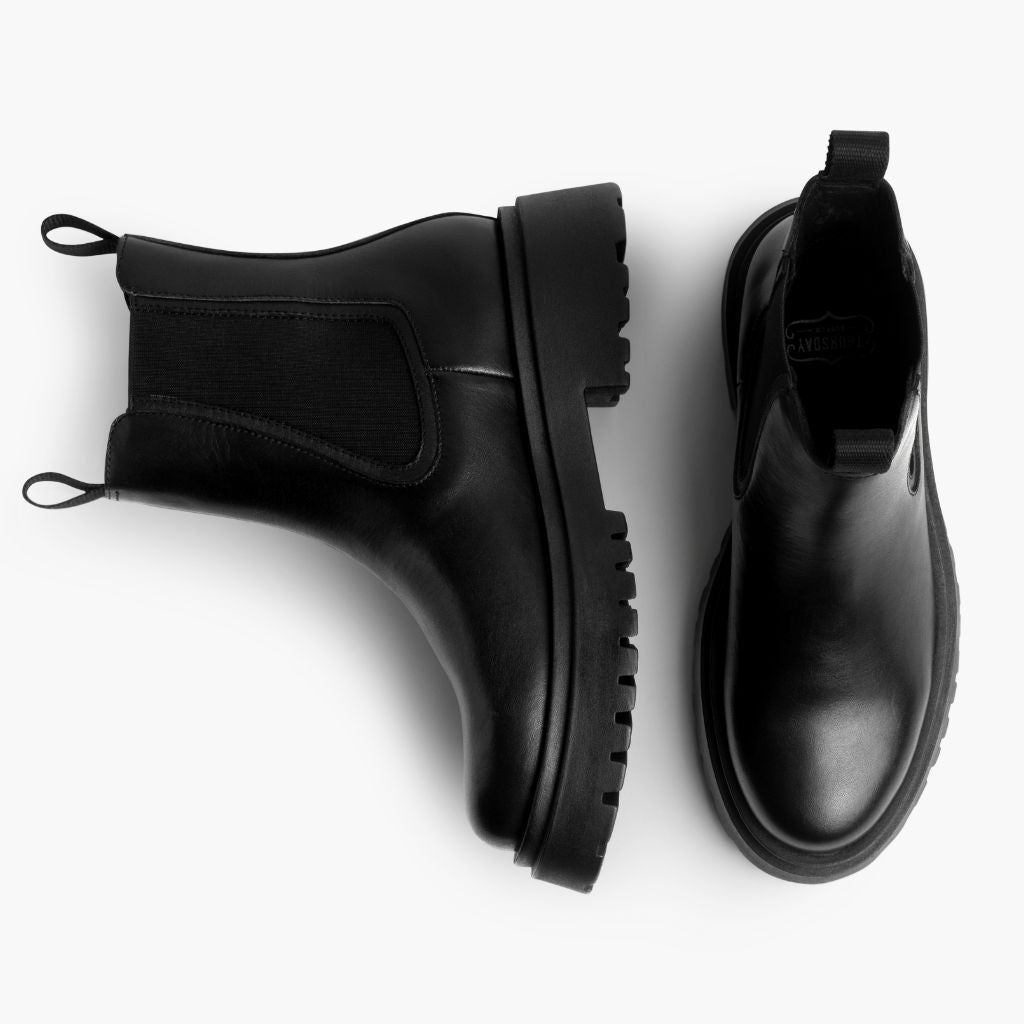 High-Traction Rubber Outsole & Lug Tread Pattern on Legend Platform Černá Kožené boty pro Dámy