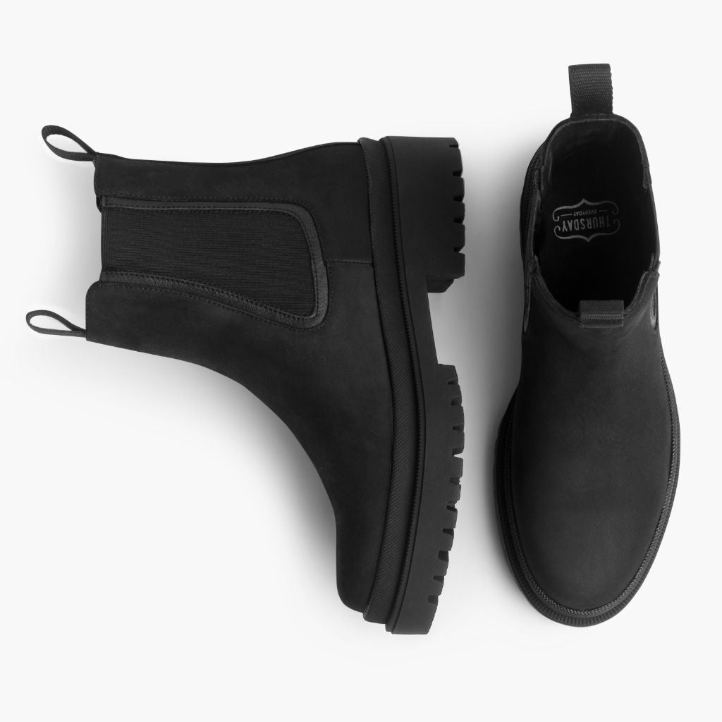 High-Traction Rubber Outsole & Lug Tread Pattern on Legend Platform Černá Matte Kožené boty pro Dámy