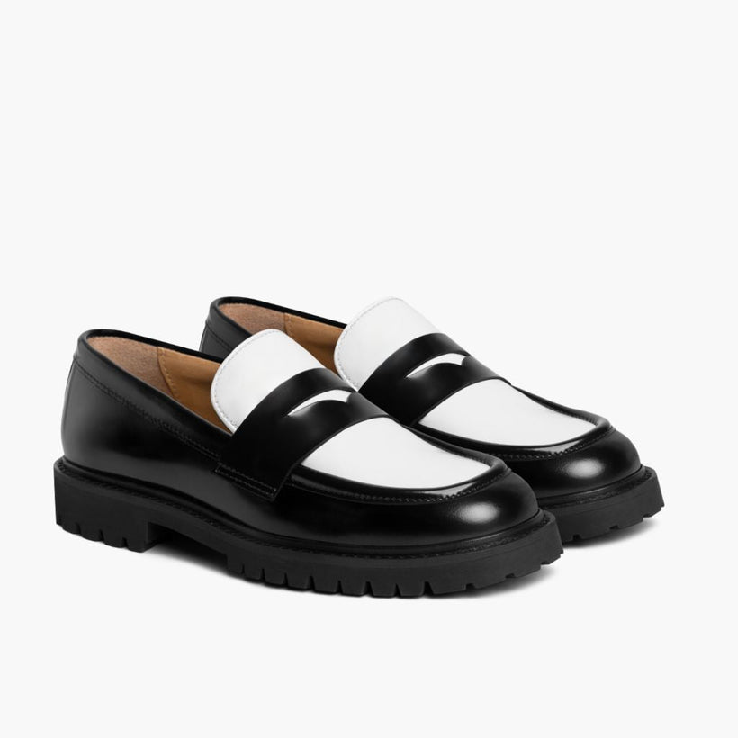 Penny Černá & White Leather Loafers dámská