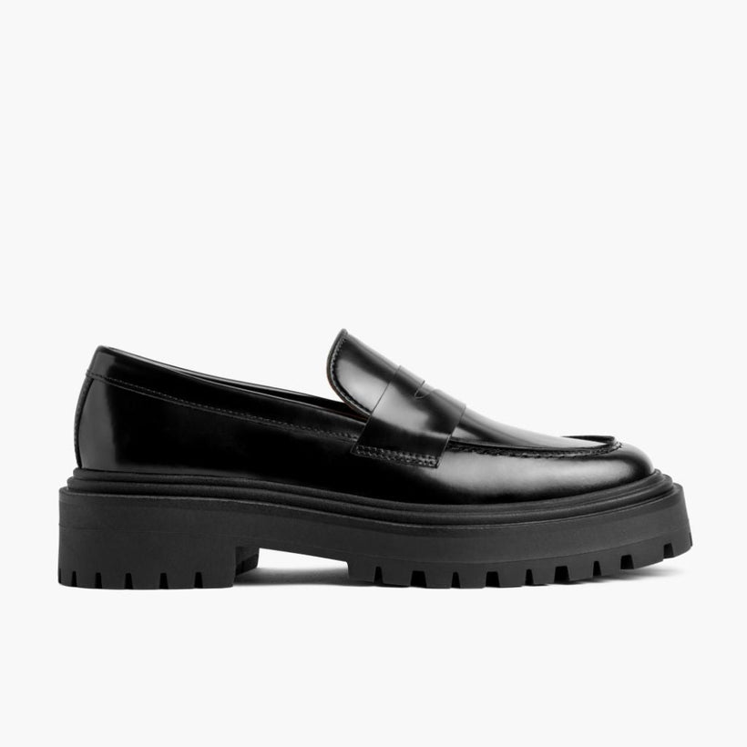 Penny Platform Černá Leather Loafers dámská