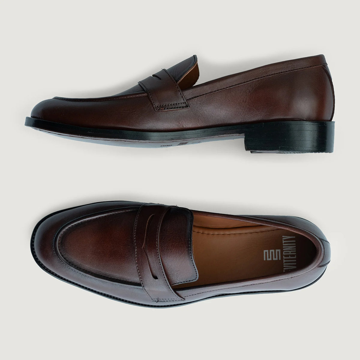 Baxton Burnished Hnědá Kožené mokasíny pro Pány For Men - Zesílený opatek a precizní dvojité prošití