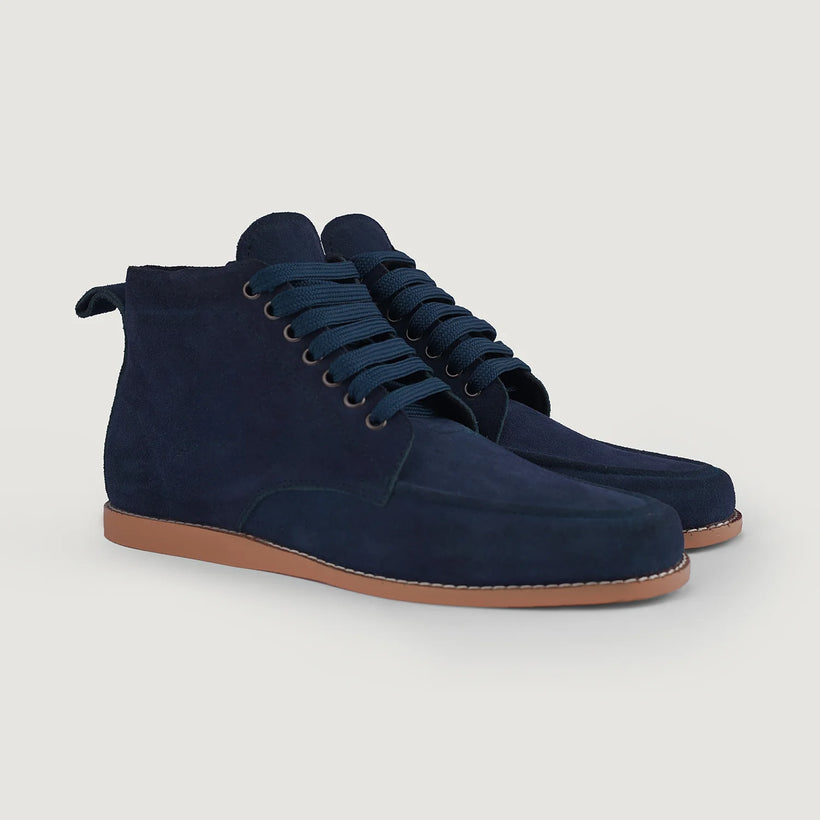 Bearman Moc Toe Blue Suede Boots pánská