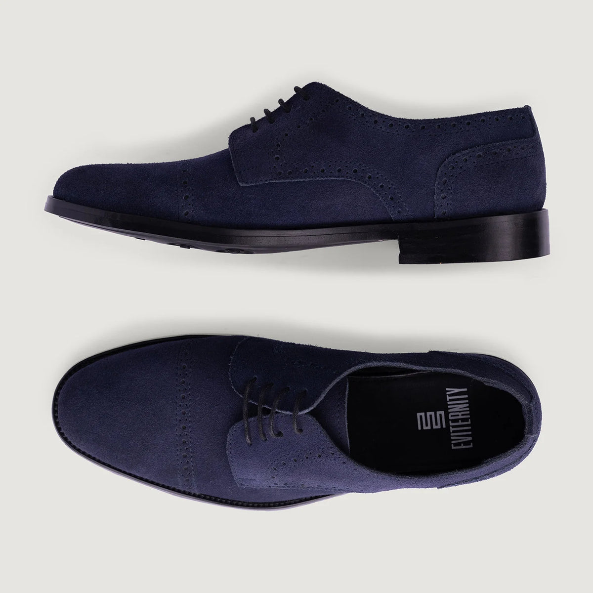 High-Traction Rubber Outsole & Lug Tread Pattern on Dirk Brogues Derby Modrá Suede Kožená obuv - StudGuard pro Pány