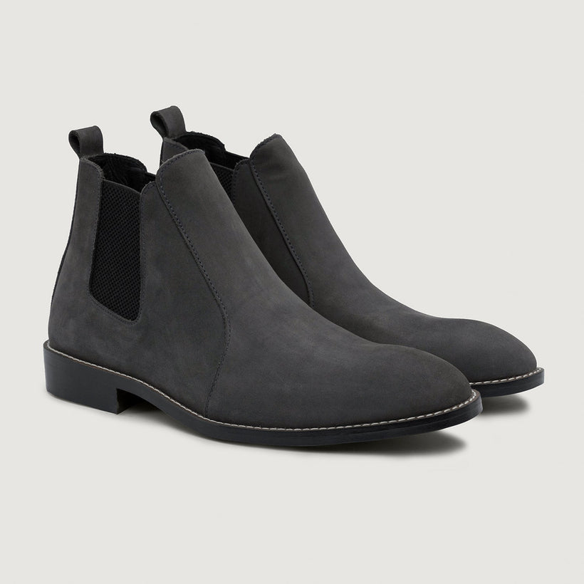 Clarkson Chelsea Grey Nubuck Leather Boots - StudGuard pánská