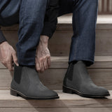 High-Traction Rubber Outsole & Lug Tread Pattern on Clarkson Chelsea Grey Nubuck Leather Boots - StudGuard