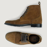 Knight Derby Brown Suede Leather Boots - StudGuard - Reinforced Heel Counter & Precision Double-Row Stitching Detail