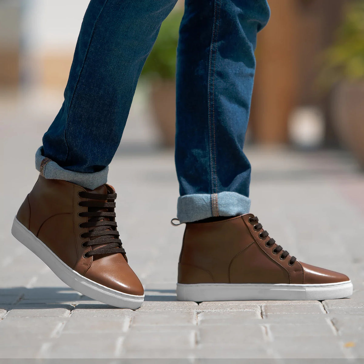 Orlaven Marty High Top Světle hnědá Kožené tenisky pro Pány footwear image 9