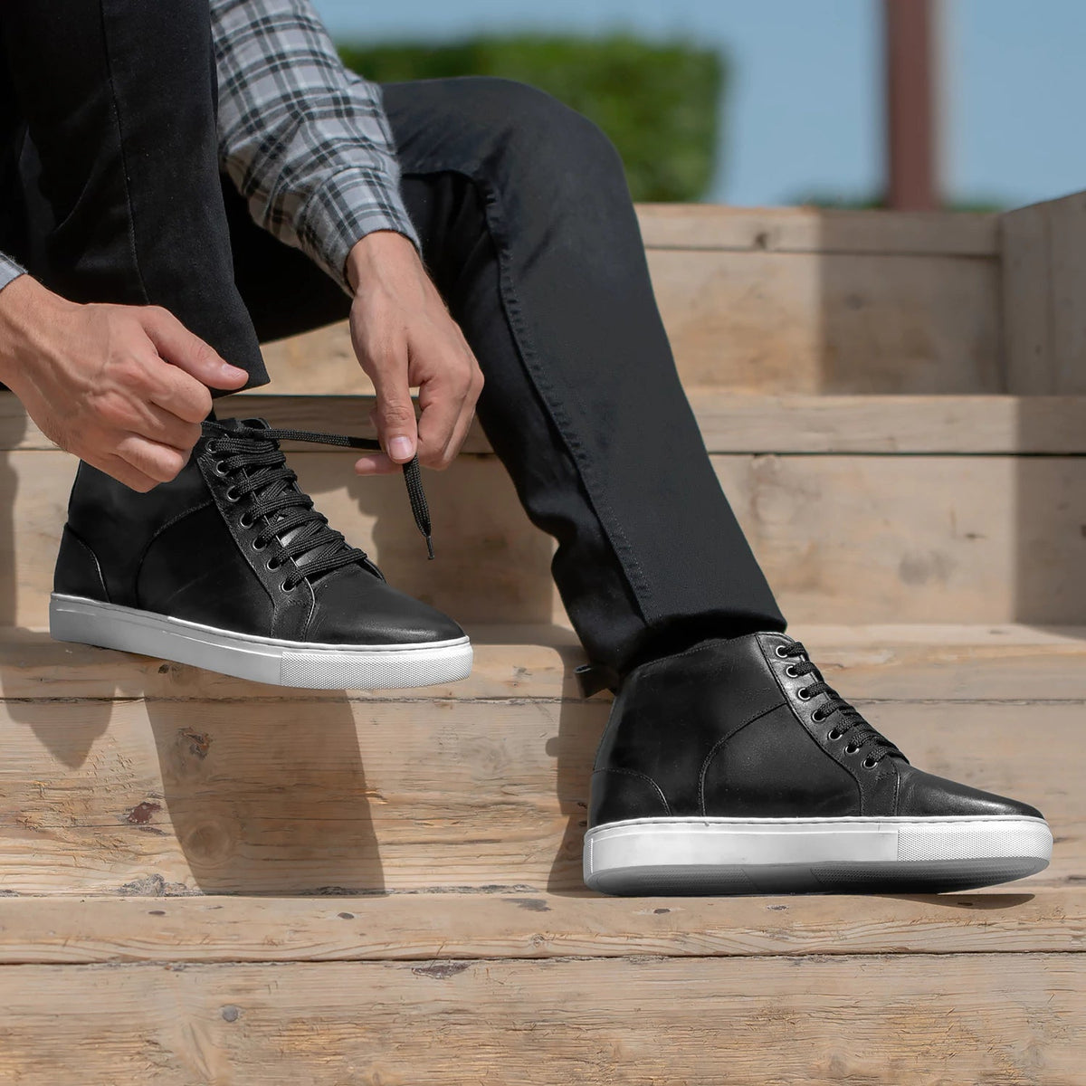 Orlaven Marty High Top Černá Kožené tenisky pro Pány footwear image 10