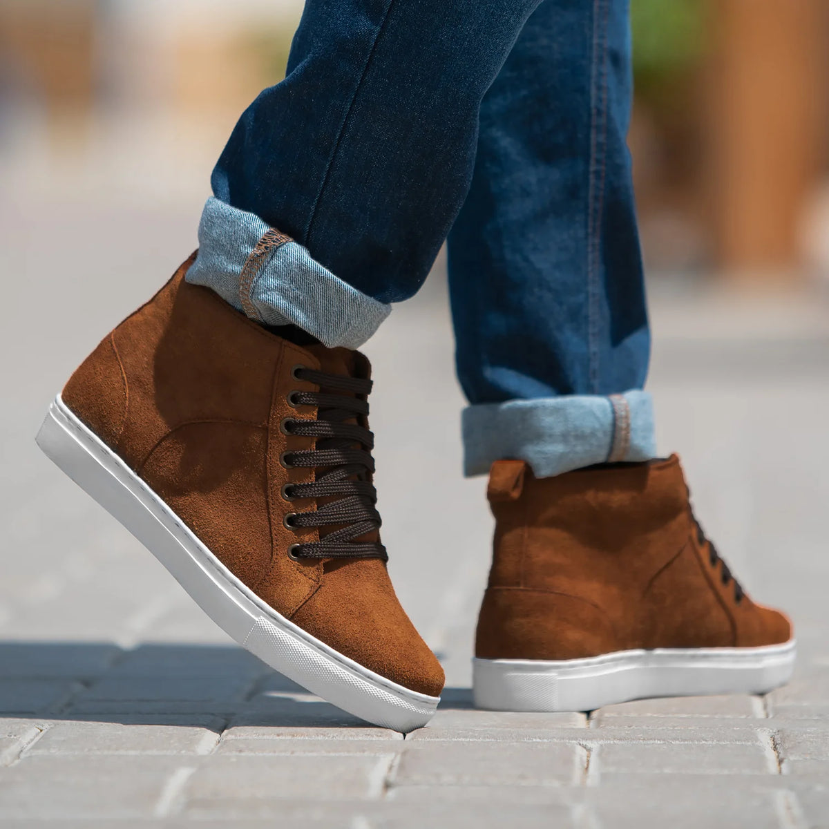 Marty High Top Hnědá Suede Kožené tenisky pro Pány - Zesílený opatek a precizní dvojité prošití