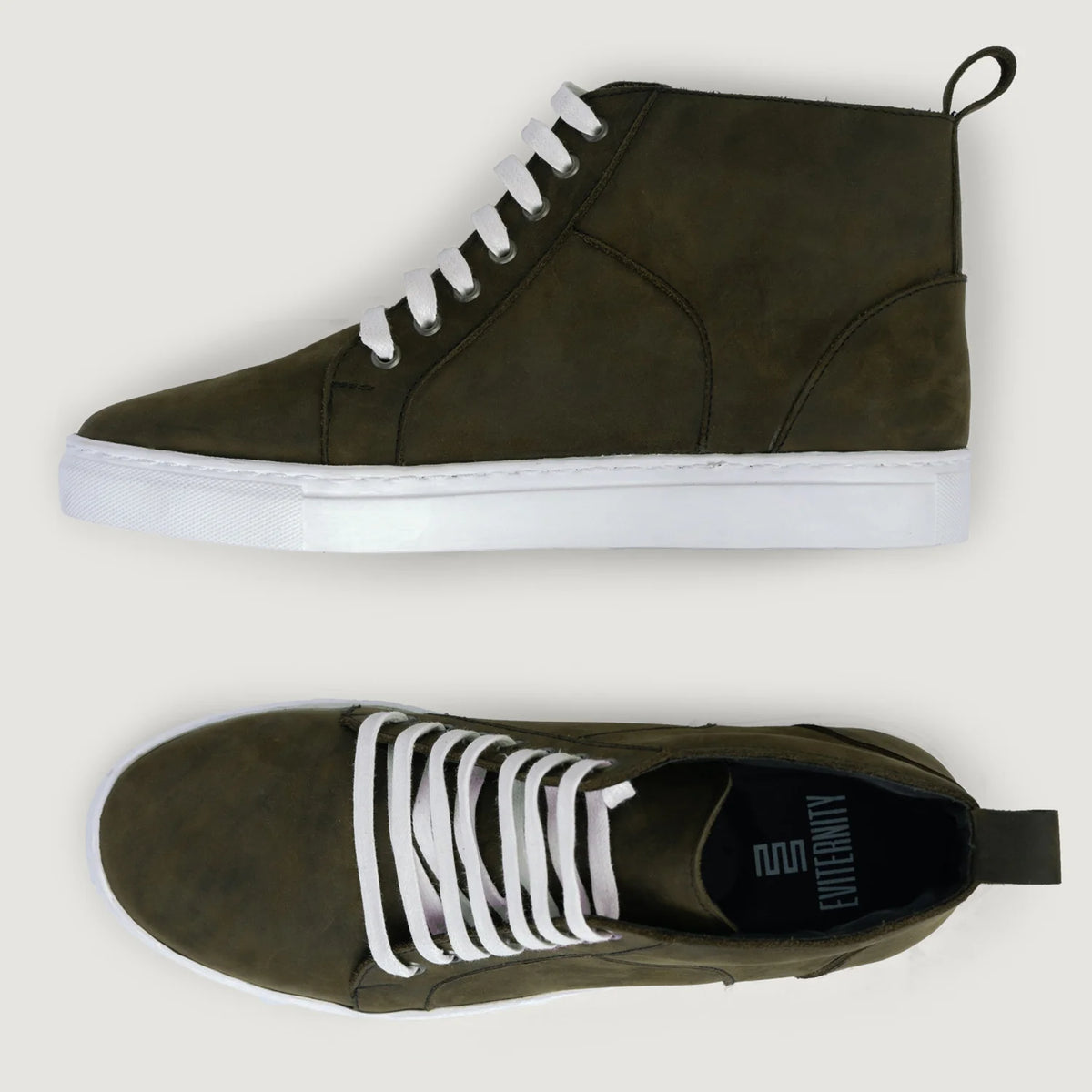 High-Traction Rubber Outsole & Lug Tread Pattern on Marty High Top Olive Pullup Kožené tenisky pro Pány For Men