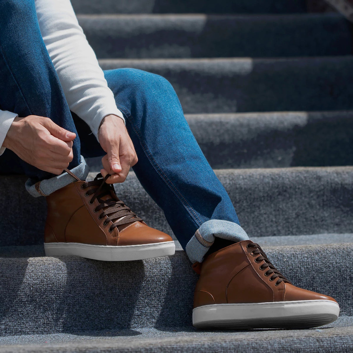 Orlaven Marty High Top Světle hnědá Kožené tenisky pro Pány footwear image 10