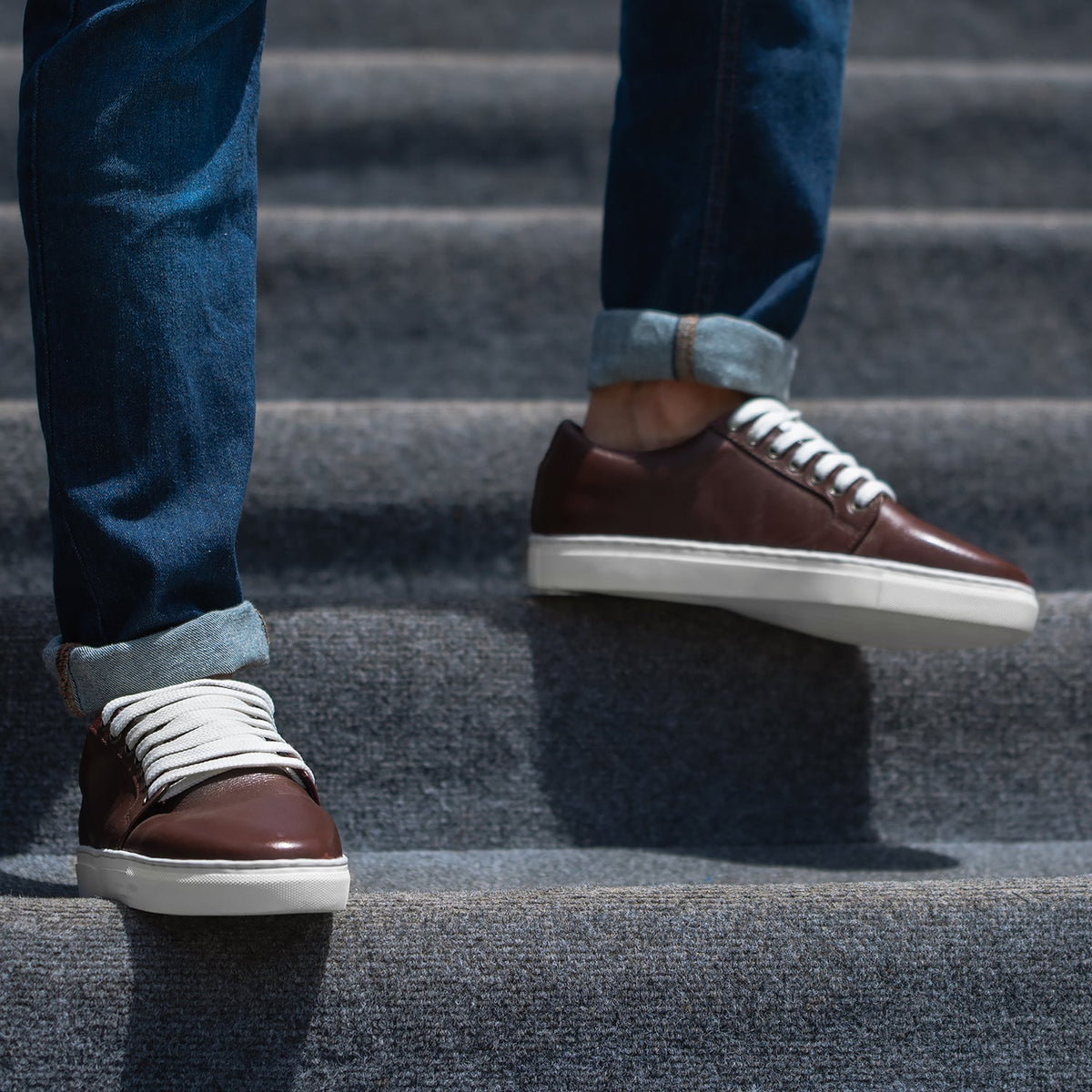 Murphy Low Top Vínová Kožené tenisky pro Pány - Zesílený opatek a precizní dvojité prošití