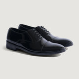 Professor Oxford Black Patent Leather Shoes For Men in Patent Black Full-Grain Leather - Lateral Side Profile View | Buy Online